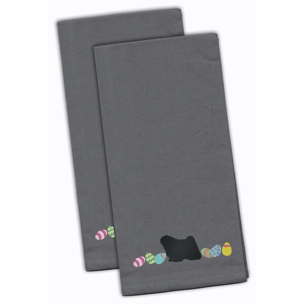 Carolines Treasures Puli Easter Gray Embroidered Kitchen Towel - CK1676GYTWE