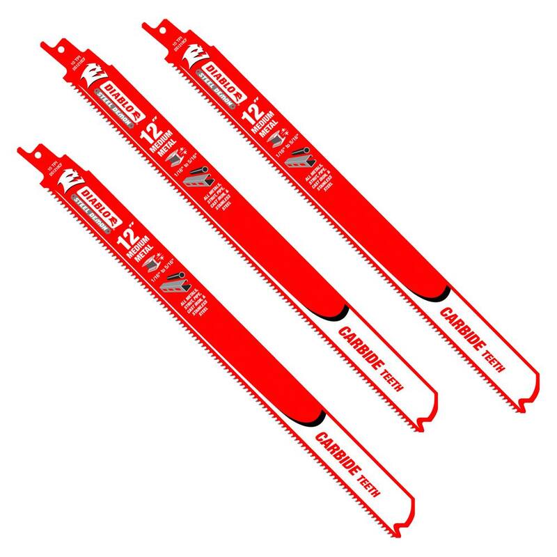 DIABLO 12 pulgadas 10 TPI Steel Demon Dientes de Carburo Hojas de Sierra Recíproca para Metal Mediano - DS1210CF3