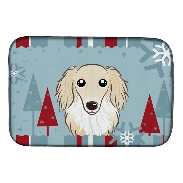 Carolines Treasures Winter Holiday Longhair Creme Dachshund Dish Drying Mat - BB1708DDM