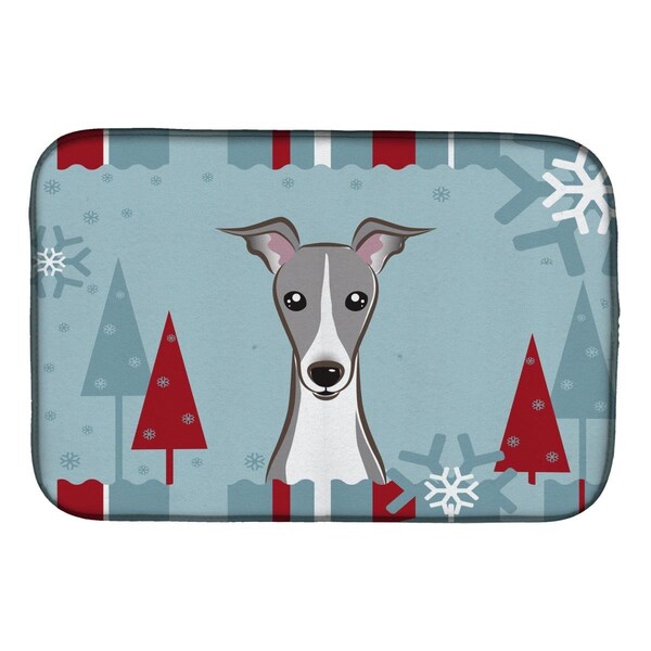 Carolines Treasures Winter Holiday Italian Greyhound Dish Drying Mat - BB1732DDM