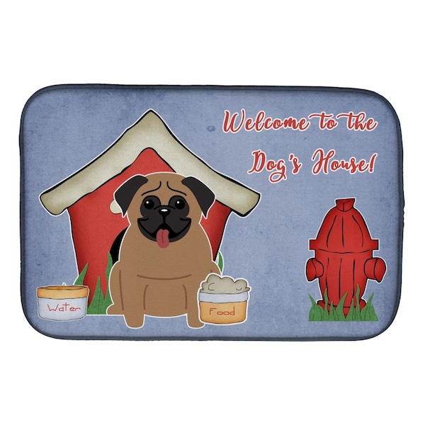 Carolines Treasures Dog House Collection Pug Brown Dish Drying Mat - BB2759DDM