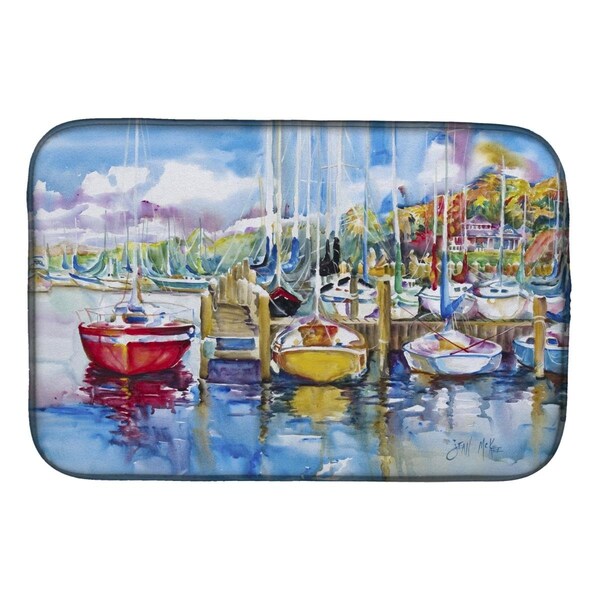 Carolines Treasures Paradise Yacht Club Sailboats Dish Drying Mat - JMK1063DDM