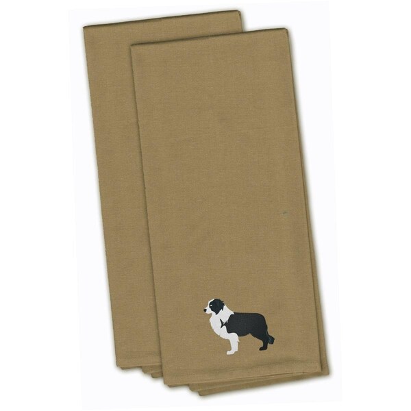 Carolines Treasures Black Border Collie Tan Embroidered Kitchen Towel - BB3423TNTWE