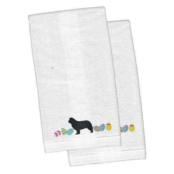 Carolines Treasures Newfoundland Easter White Embroidered Plush Hand Towel - CK1665KTEMB