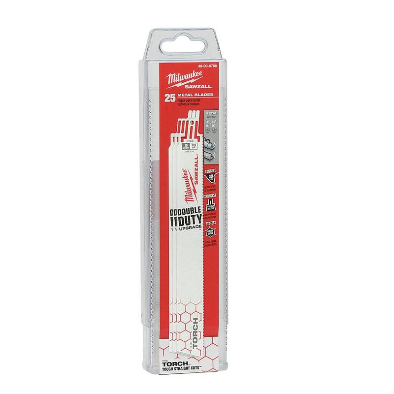 Milwaukee 9 in. 18 TPI TORCH Hojas de sierra alternativa para metales gruesos para SAWZALL con hoja de carburo W/Torch (paquete de 26) - 48-00-8788-48-00-5202