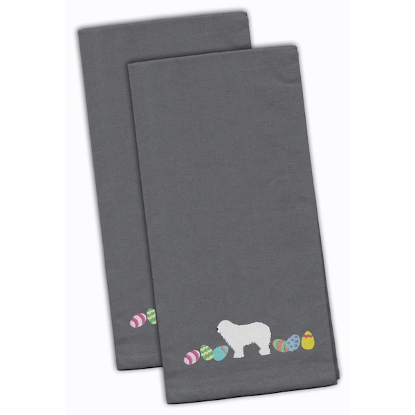 Carolines Treasures Komondor Easter Gray Embroidered Kitchen Towel - CK1660GYTWE