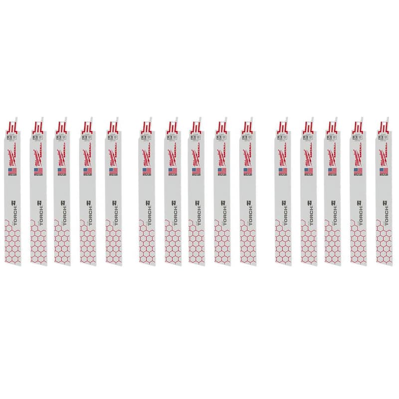 Milwaukee 9 in. 18 TPI Torch BiMetal Hojas de sierra reciproca para cortar metal mediano SAWZALL (paquete de 15) - 48-00-5788S-48-00-5788S-48-00-5788S