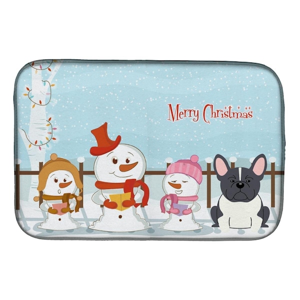 Carolines Treasures Merry Christmas Carolers French Bulldog Black & White Dish Drying Mat - BB2343DDM