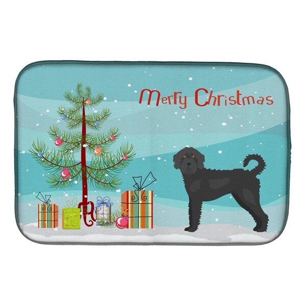Carolines Treasures Black Labradoodle Christmas Tree Dish Drying Mat - CK3847DDM