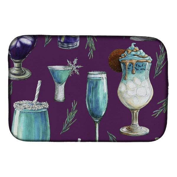 Carolines Treasures Drinks & Cocktails Purple Dish Drying Mat - BB5204DDM