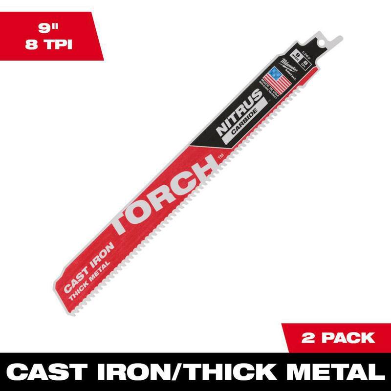 Milwaukee 9 in. 8 TPI TORCH Nitrus Dientes de Carburo de Metal Cuchilla de SIERRA RECÍPROCA SAWZALL (Paquete de 2) - 48-00-5262-48-00-5262