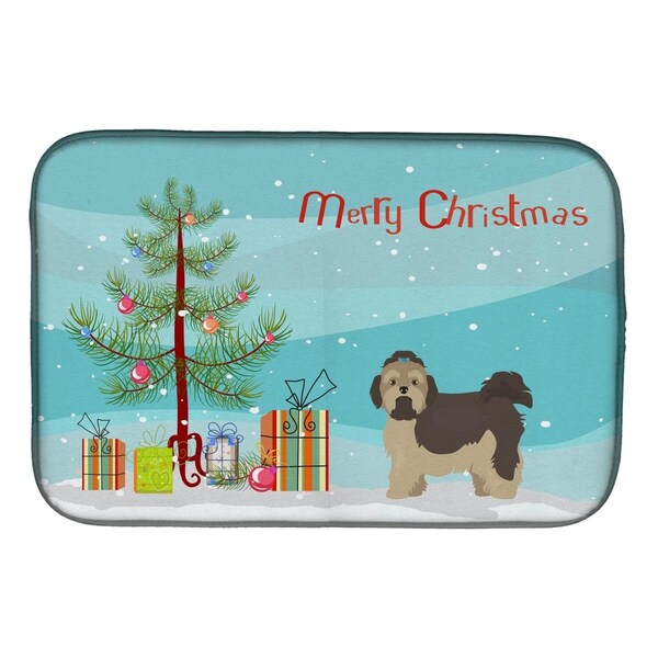 Carolines Treasures Russian Tsvetnaya Bolonka Lap Dog Christmas Tree Dish Drying Mat - CK3483DDM