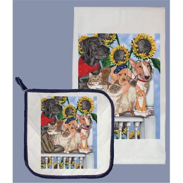 Bakebetter Dog with Cat Dish Towel And Pot Holder Set - BA3115527