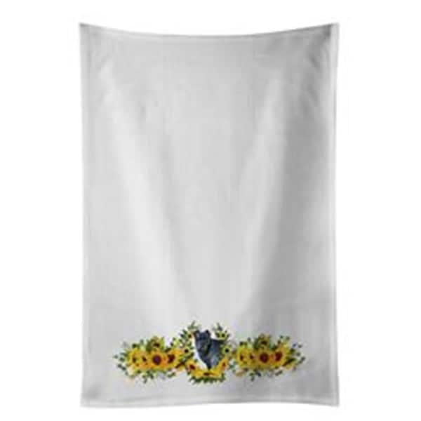 Carolines Treasures 28 x 19 in. Cane Corso in Sunflowers White Dish Towels Kitchen Towel, 2PK - CK2886WTKT