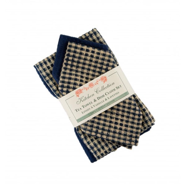 Mr. Mjs Trading 2 Tea Towels Plus 2 Dish Cloths Set, Berryvine Navy - AG-32296