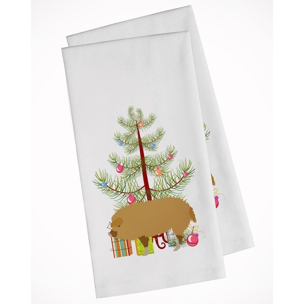 Carolines Treasures Hungarian Mangalica Pig Christmas White Kitchen Towel, 2PK - BB9301WTKT
