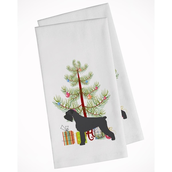Carolines Treasures Giant Schnauzer Merry Christmas Tree White Kitchen Towel, 2PK - BB2991WTKT