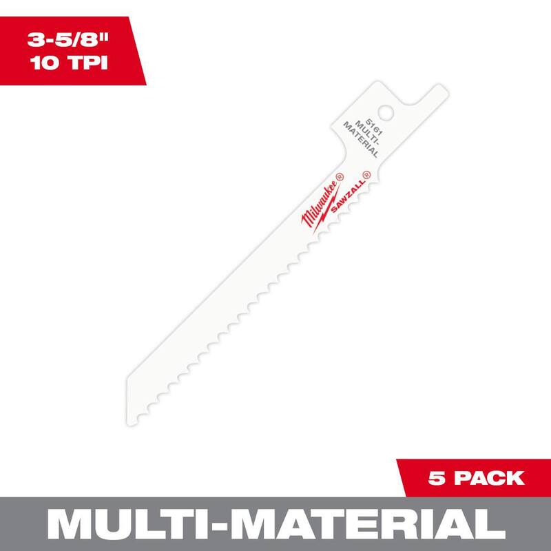 Hoja de sierra reciproca Milwaukee 3-5/8 in. 10 TPI para corte de metal (paquete de 5) - 48-00-5161