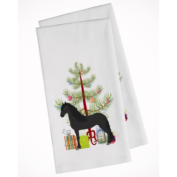 Carolines Treasures Friesian Horse Christmas White Kitchen Towel, 2PK - BB9282WTKT