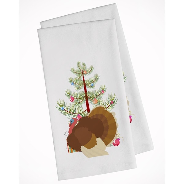 Carolines Treasures French Turkey Dindon Christmas White Kitchen Towel, 2PK - BB9357WTKT