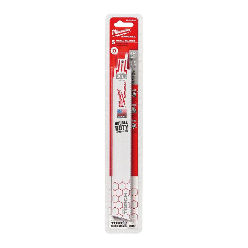 Milwaukee 9 pulgadas 10 TPI TORCH Cuchillas para corte de metal grueso y 6 pulgadas 8 TPI Hoja de sierra de metal de carburo para SAWZALL Recip Saw (6 piezas) - 48-00-5713S-48-00-5201
