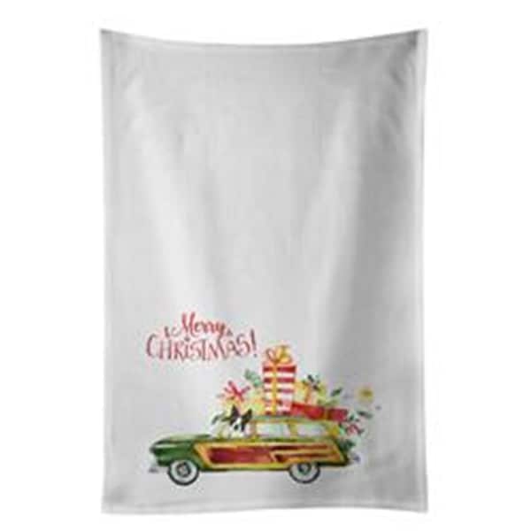Carolines Treasures 28 x 19 in. Merry Christmas Boston Terrier White Dish Towels Kitchen Towel, 2PK - CK2397WTKT