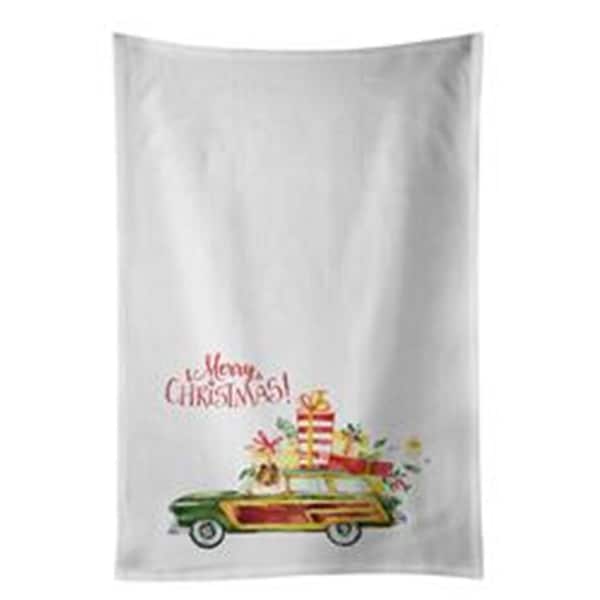 Carolines Treasures 28 x 19 in. Merry Christmas Collie White Dish Towels Kitchen Towel, 2PK - CK2418WTKT