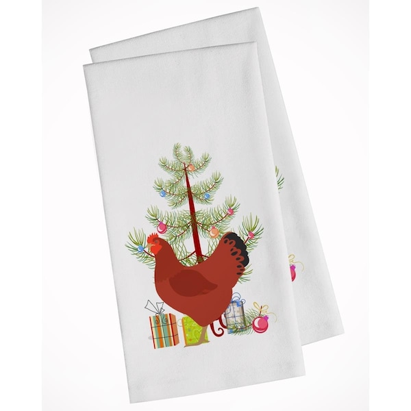 Carolines Treasures New Hampshire Red Chicken Christmas White Kitchen Towel, 2PK - BB9210WTKT