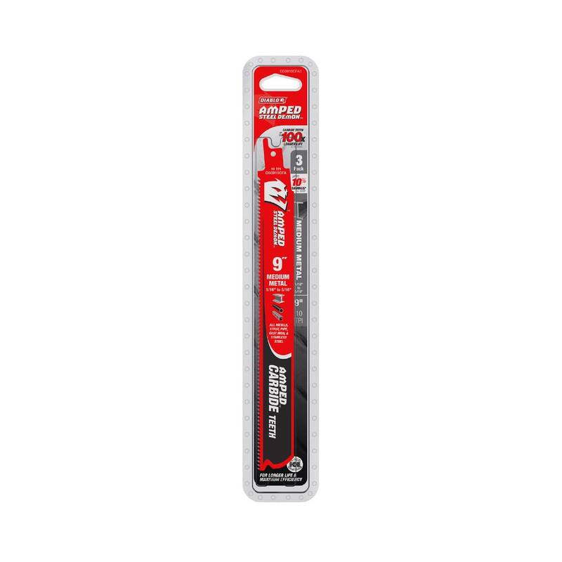 DIABLO 9 pulgadas 10 TPI AMPED Steel Demon Carbide Teeth Hojas de sierra alternativa para metal mediano - DS0910CFA3