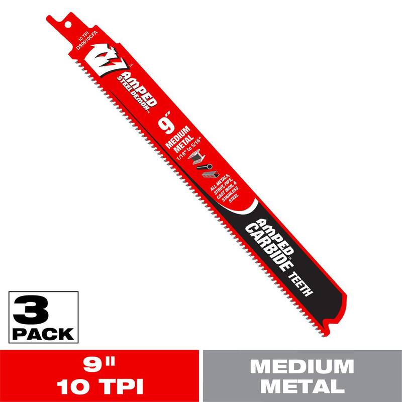 DIABLO 9 pulgadas 10 TPI AMPED Steel Demon Carbide Teeth Hojas de sierra alternativa para metal mediano - DS0910CFA3