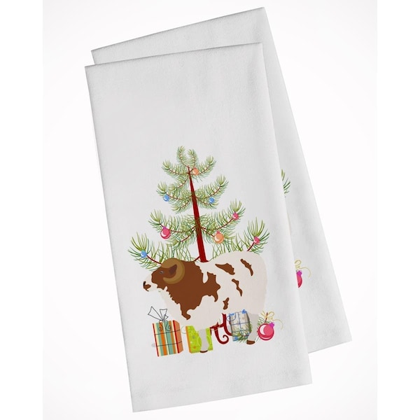 Carolines Treasures Jacob Sheep Christmas White Kitchen Towel, 2PK - BB9342WTKT