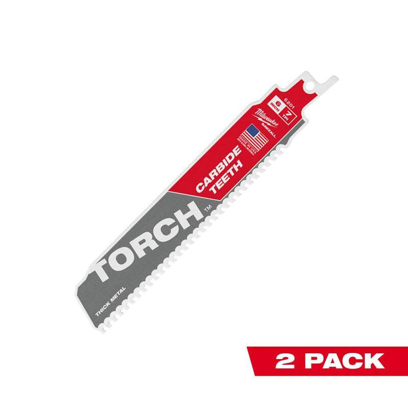 Milwaukee 6 in. 8 TPI TORCH Carbide Teeth Metal Cutting Sawzall Reciprocating Saw Blade (paquete de 2) - 48-00-5201-48-00-5201