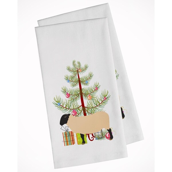Carolines Treasures Suffolk Sheep Christmas White Kitchen Towel, 2PK - BB9339WTKT