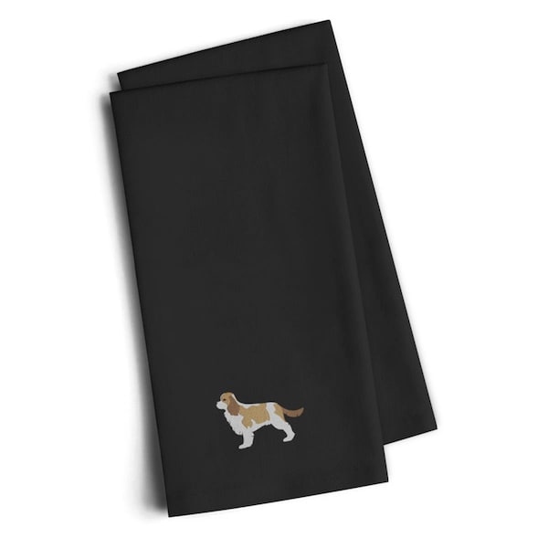 Carolines Treasures Cavalier King Charles Spaniel Black Embroidered Kitchen Towel, Set of 2, 2PK - BB3449BKTWE