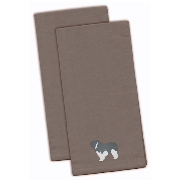 Carolines Treasures Polish Lowland Sheepdog Dog Gray Embroidered Kitchen Towel, 2PK - BB3432GYTWE