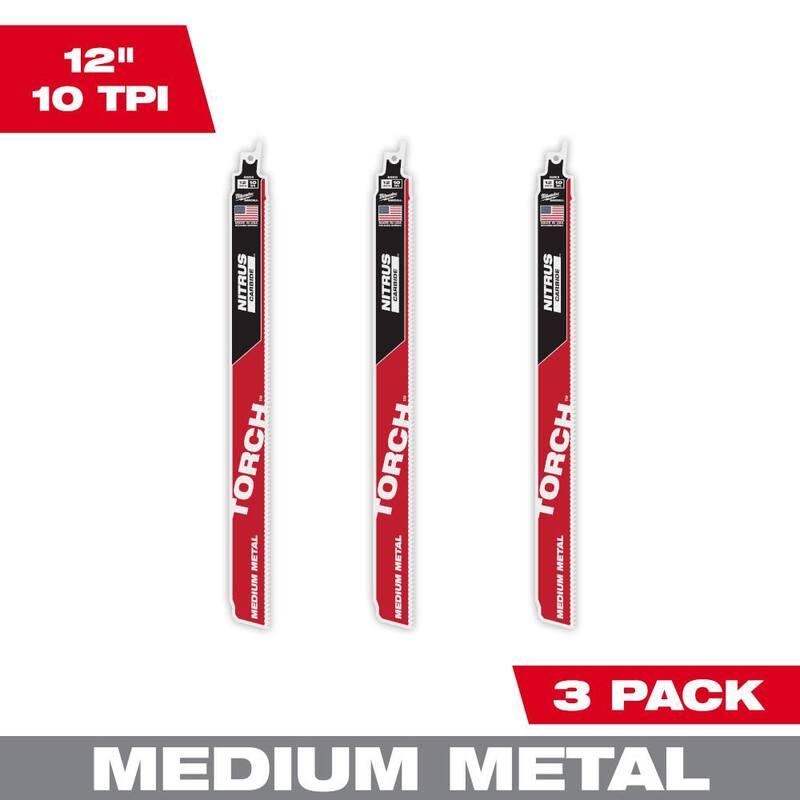 Hoja de sierra alternativa para metal de 12 pulgadas con 10 TPI TORCH Nitrus Carbide Teeth (paquete de 3) - 48-00-6353