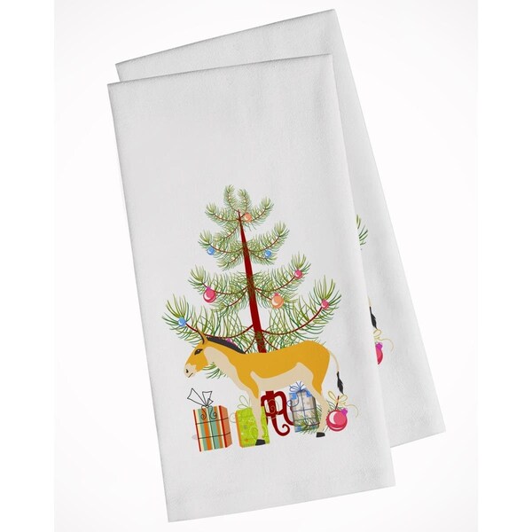 Carolines Treasures Turkmenian Kulan Donkey Christmas White Kitchen Towel, 2PK - BB9221WTKT