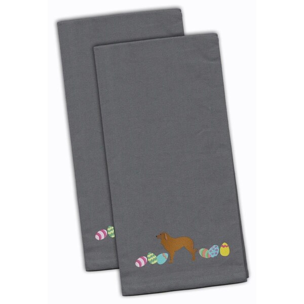 Carolines Treasures Estrela Mountain Dog Easter Gray Embroidered Kitchen Towel, 2PK - CK1674GYTWE