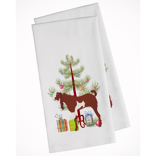 Carolines Treasures Jamnapari Goat Christmas White Kitchen Towel, 2PK - BB9257WTKT