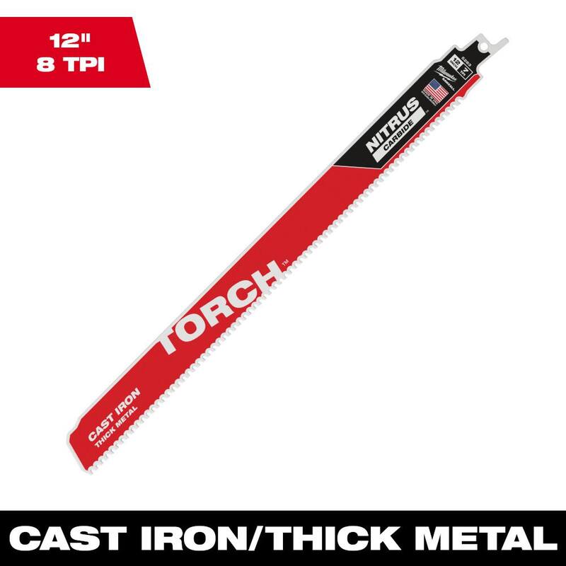 Milwaukee 12 pulgadas 8 TPI TORCH Nitrus Carbide Teeth Hoja de sierra alternativa para corte de metal SAWZALL - 48-00-5263