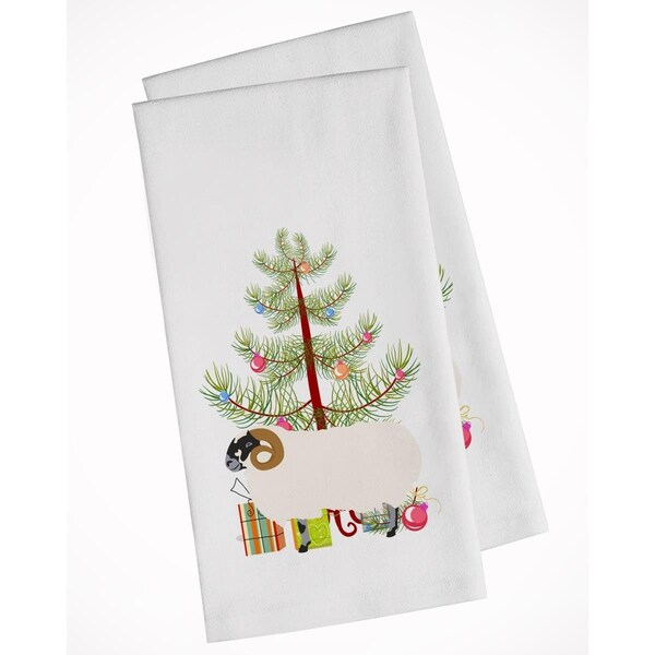 Carolines Treasures Scottish Blackface Sheep Christmas White Kitchen Towel, 2PK - BB9340WTKT