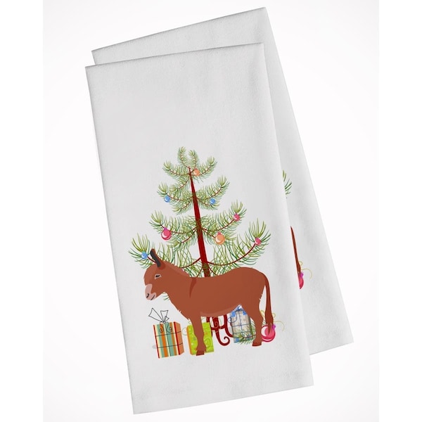 Carolines Treasures Irish Donkey Christmas White Kitchen Towel, 2PK - BB9215WTKT