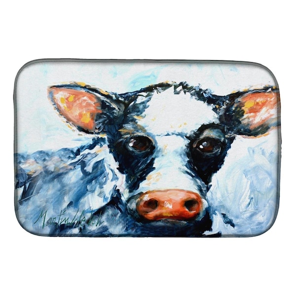 Carolines Treasures Cow Lick Black & White Cow Dish Drying Mat - CA71201