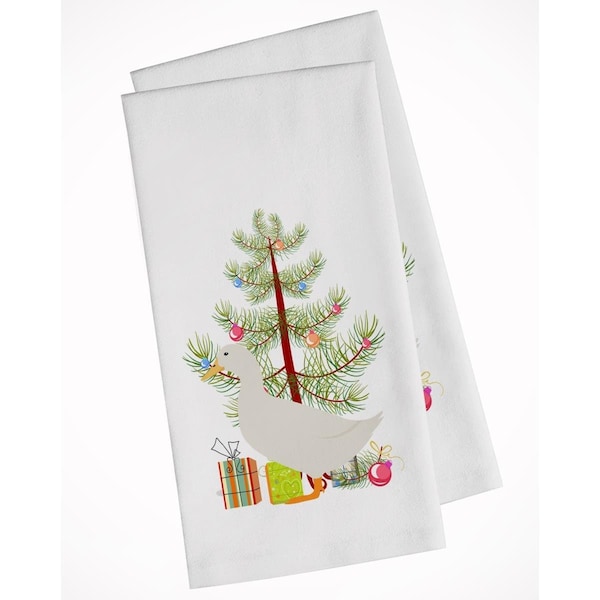 Carolines Treasures American Pekin Duck Christmas White Kitchen Towel, 2PK - BB9227WTKT