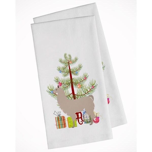 Carolines Treasures Llama Christmas White Kitchen Towel, 2PK - BB9283WTKT