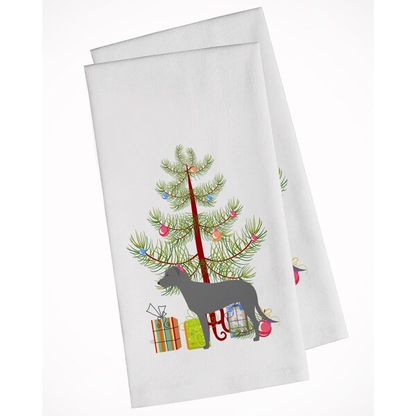 Carolines Treasures Irish Wolfhound Merry Christmas Tree White Kitchen Towel, 2PK - BB2921WTKT