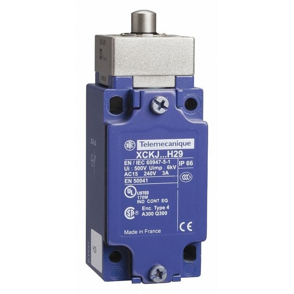 Interruptor de límite resistente Telemecanique Sensors, pulsador, 1NC/1NO, 10A @ 240V CA, Ubicación del actuador: Arriba - XCKJ161H7