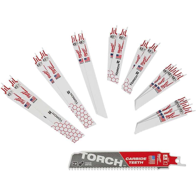 Set de hojas de sierra alternativa Milwaukee SAWZALL para corte de metal bi-metal (16 piezas) con hoja de carburo TORCH de 6 pulgadas - 49-22-1216-48-00-5201