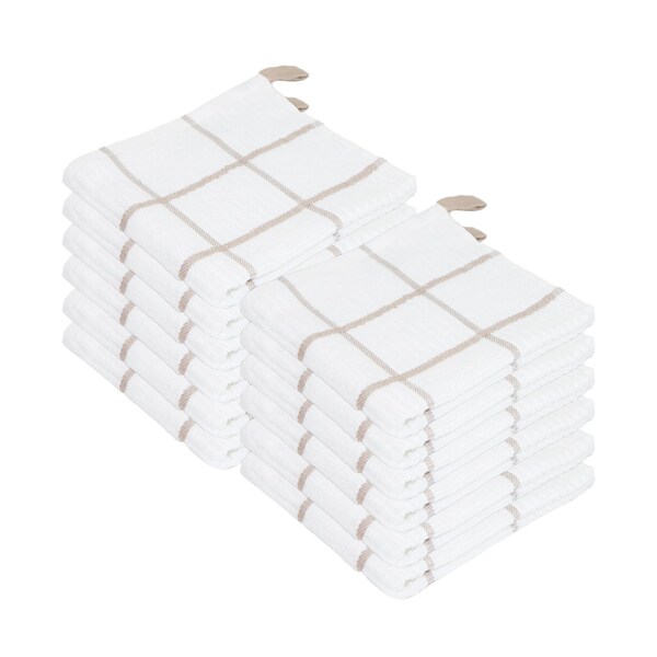 Monarch Brands Premier Dishcloths Windowpane - Tan, 12PK - P-SC-DC-WITAN