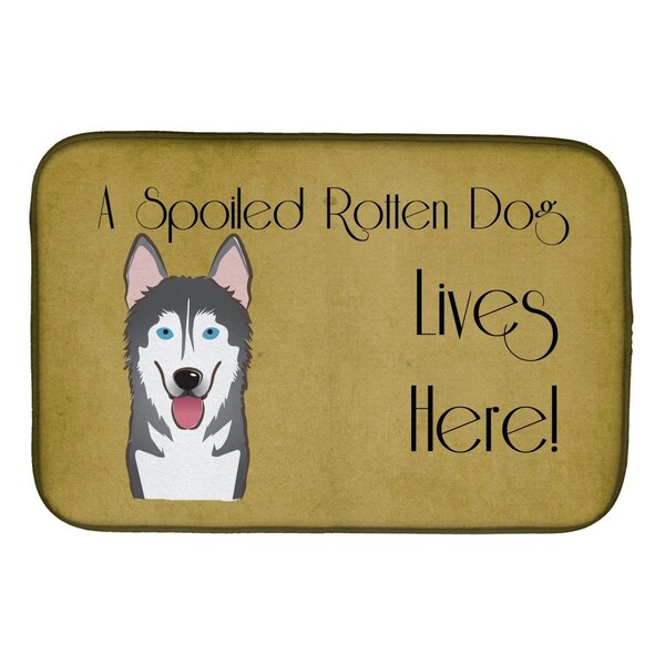 Carolines Treasures Alaskan Malamute Spoiled Dog Lives Here Dish Drying Mat - BB1466DDM